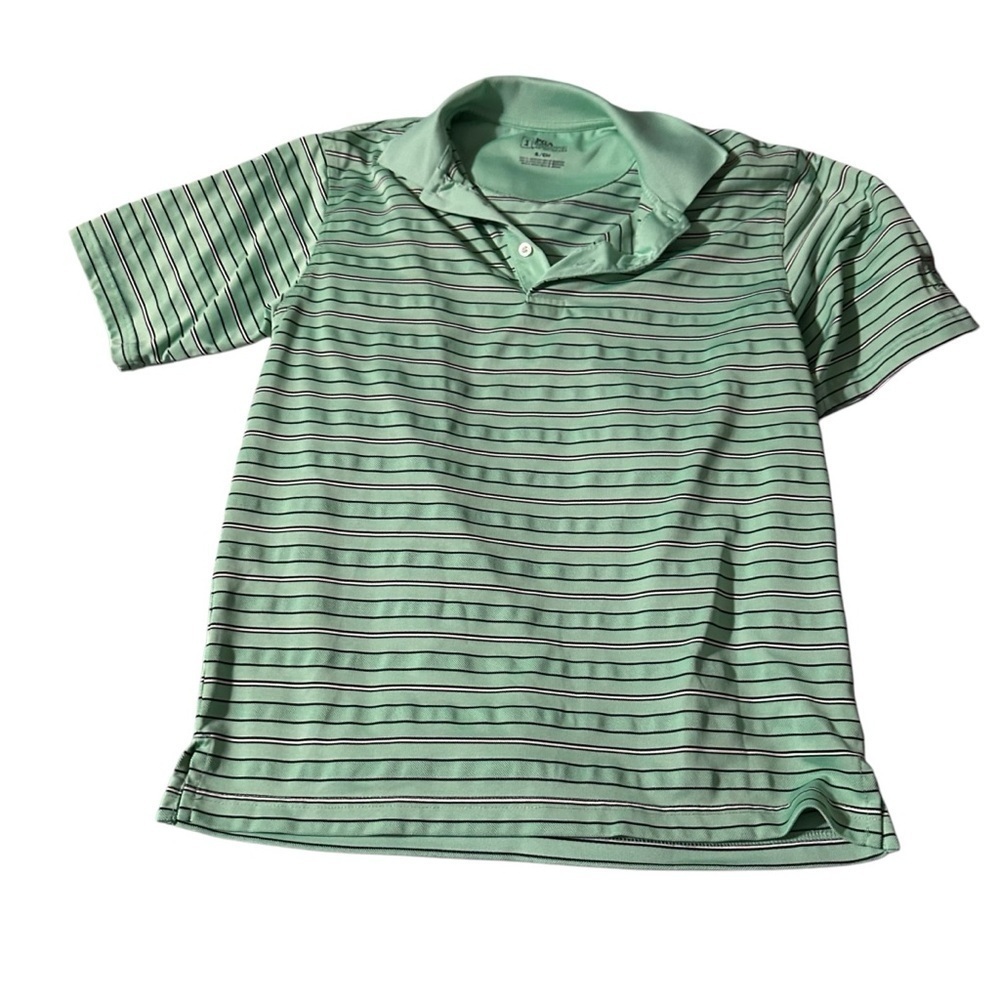 PGA Tour men's size small light green striped polo shirt